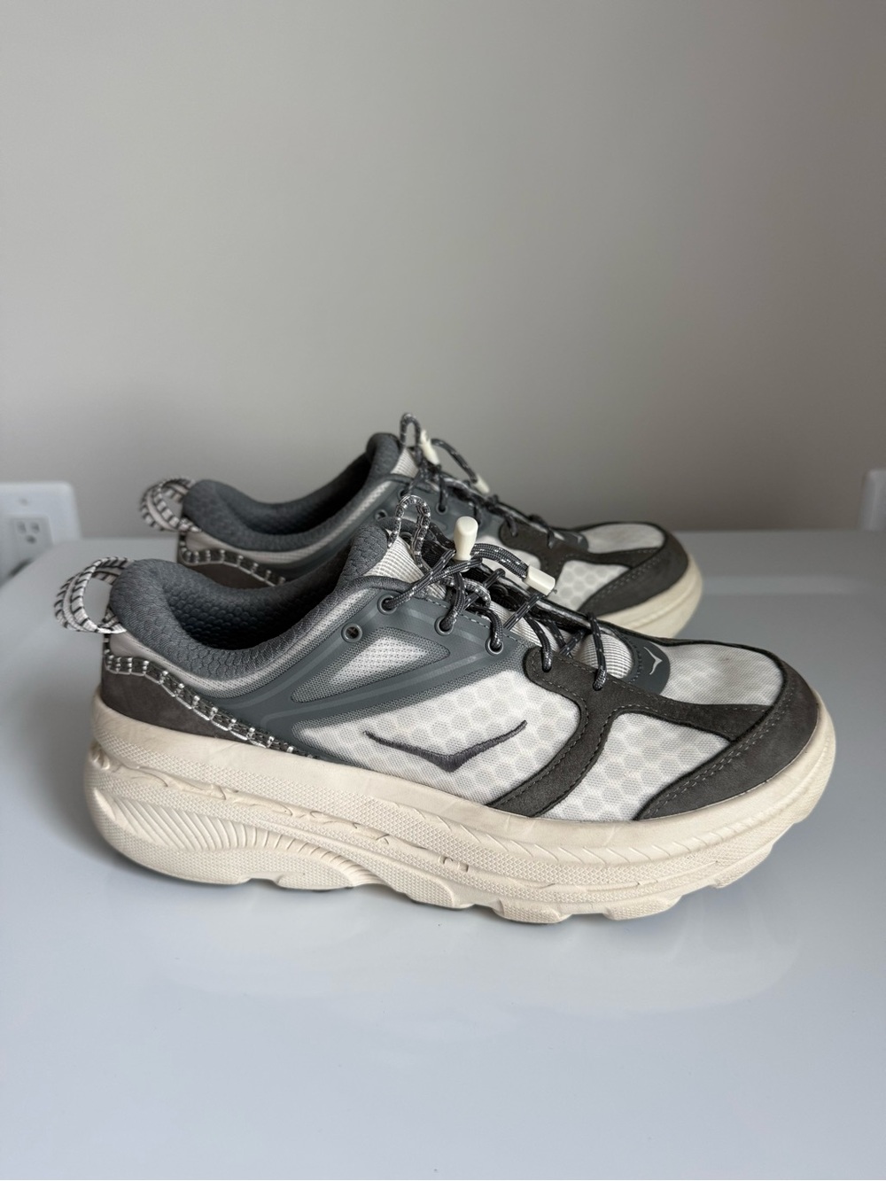 Hoka One One Gray and White Men's Cushioned Sneakers